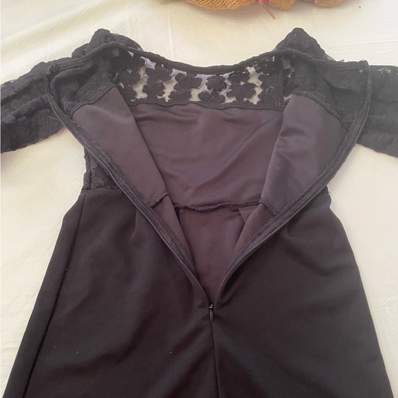 Girls Black Jumpsuit fits 8 Year Olds.Stretchy floral black on top half by SHEIN - Picture 4 of 14